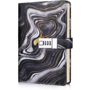 Diary with Lock for Women Girls, School Supplies, Galaxy Journal with Lock for Writing, A5 Secret Leather Refillable Notebook with Lcok, 192 Pages, 8.6x5.8 in