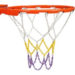 Basketball Net Outdoor Heavy Duty Chain, Chain Basketball Net Rust Proof Outdoor, Robust Basketball Hoop Chain Net Replacement (Gold Purple)