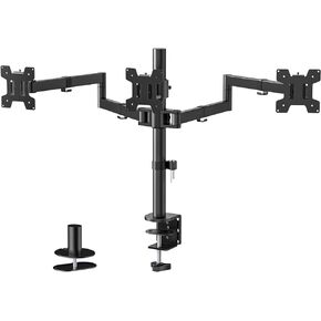 WALI Triple LCD Monitor Desk Mount Fully Adjustable Horizontal Stand Fits 3 Screens up to 27 inch, 22 lbs. Weight Capacity per Arm (M003S), Black