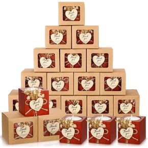 Jingmore 50 Sets Wedding Favors Candles Baby Shower Candle Favors Thank You Gifts for Wedding Guest Rustic Wood Candle Holders Bulk Tealight Candle Holder Bridal Shower Baptism Favors(Light Brown)
