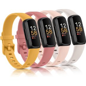 4 Pack Sport Bands Compatible with Fitbit Inspire 3 Band Women Men, Soft Silicone Straps Replacement Wristband for Fitbit Inspire 3 Fitness Tracker