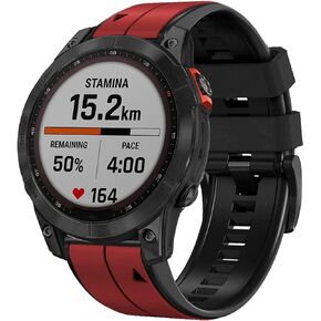 Abanen Quick Fit 26mm Silicone Watch Bands for Garmin Fenix 7X / Fenix 6X / Fenix 5X / Instinct 2X,Soft Sport Bicolor Waterproof Wristband Strap for Garmin Enduro 2, epix Pro 51mm,Tactix 7 Pro