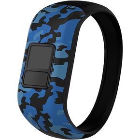 iBREK لـ Garmin Vivofit jr/jr 2/3، أحزمة ساعة بديلة قابلة للتمدد من السيليكون للأطفال الأولاد والبنات مقاس صغير كبير (بدون متتبع) - صغير، 3 عبوات: أزرق وأخضر ورمادي مموه