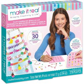 Make It Real:Clay Charm DIY Jewelry Kit - Make 30+ Clay No Bake Charms to Attach to Your Chain, Arts & Crafts, Girls & Kids Ages 8+
