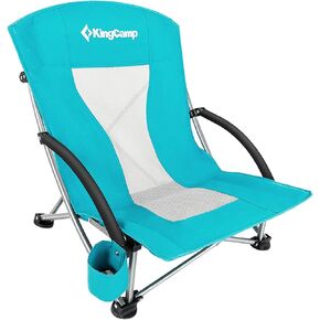 KingCamp Low Folding Beach Chairs for Adults,Portable Lightweight Lowback Sling Chair with Headrest,Cup Holder,Carry Bag Armrest,Foldable Chair for Sand Camping Concert Travel,300LBS in Saudi Arabia