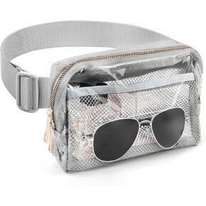 Clear Belt Bag Clear Fanny Pack Stadium Approved for Women Men with Adjustable Strap Clear Crossbody Bag Waist Bag for Concerts Sports Travelling Hiking Running(beige)