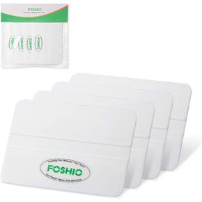 FOSHIO 4 Pack Professional Car Vinyl Applicator Tools 4 Inch Economical Squeegee for Window Tinting, Vinyl Decals, Sign Making, Vinyl Film Installing - White PP Plastic Scraper