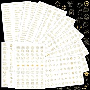 36 Sheets Clear Gold Foil Planner Stickers Monthly Planner Stickers Icons Sticker Book Planner Stickers and Accessories for Journals Planning Scrapbooking Holiday Seasonal General Event 1000+ Stickers