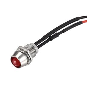 uxcell LED Indicator Light AC/DC 24V 8mm Panel Mount Red LED Signal Lamp Metal Shell 5Pcs