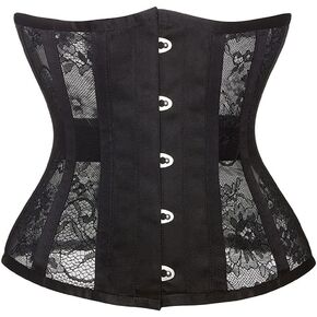 Charmian Women's 14 Steel Boned Floral Mesh Lace Waist Cincher Underbust Corset