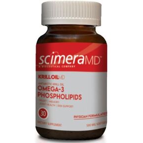 ScimeraMD® KrillOilMD Antarctic Krill Oil Omega 3 DHA EPA Supplement with Astaxanthin for Heart, Brain, and Joint Support, 30 CT
