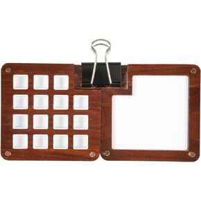 Mini Portable Palette, 15 Grids Wooden Tiny Watercolor Palette Empty Small Paint Palette Pocket Magnetic Sketchbook Palette Walnut Travel Paint Tray for Painters and Artists, 1 Clip (Without Pigment)