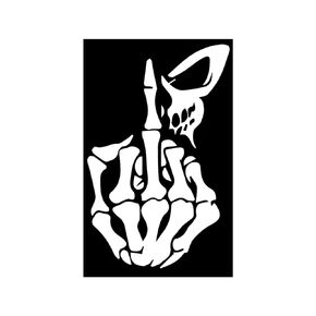 Skull Skeleton Bone Middle Finger Flipping Off Decal Sticker for Cars, Trucks, Windows, Walls, Laptops, 6 Inch (WHITE)