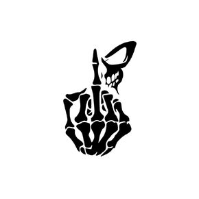 Skull Skeleton Bone Middle Finger Flipping Off Decal Sticker for Cars, Trucks, Windows, Walls, Laptops, 6 Inch (WHITE)