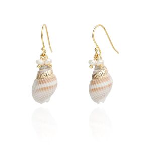 14K Gold Boho Beach Jewelry Ocean Seashell Conch Dangling Earrings for Women, Sterling Silver Hooks
