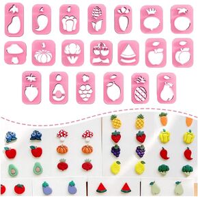 Keoker 20 Shapes Polymer Clay Cutters, Studs Clay Cutters, Clay Earrings Cutters, Strawberry Clay Cutter, Clay Cutters for Earrings Jewelry Making