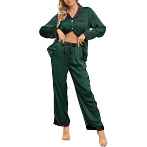 U2SKIIN Womens Satin Pajama Set, Button Down Silk Pajamas for Women Long Sleeve Pjs Set 2 Piece Sleepwear in Saudi Arabia