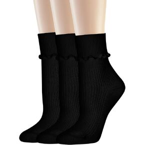 UTTPLL Womens Cotton Crew Socks Ruffle Turn-Cuff Fashion Princess Lettuce Ankle Socks Athletic Thin Gift Dress Socks