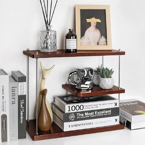 ATRURAL Desktop Shelf,Desktop Bookshelf,Tabletop Bookshelf,Wooden Office Desk Organizer,Desktop Storage Organizer,Desktop Organizer Office Storage Rack,Display Shelf Rack for Kitchen|Dorm|Home(Brown)