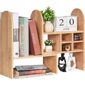 رف منظم سطح المكتب من BEWISHOME، رف عرض خشبي قابل للتعديل، رف تخزين المكتب، رف كتب صغير قائم بذاته لسطح المكتب لغرفة النوم وغرفة المعيشة والمكتب المنزلي KXJ03Y in Kuwait