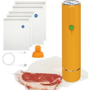 Vacuum Sealer Machine, Portable Handheld Vacuum Sealer with 5pcs Reusable Zipper Vacuum Bags and Vacuum Wine Sealer for Food Preservation Fresh & Save