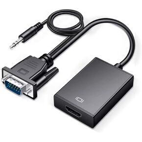 RIIPOO VGA to HDMI Adapter with Audio, Uni-Directional 1080P High-Definition VGA to HDMI Converter, Male VGA Source Output to HDTV Monitor with HDMI