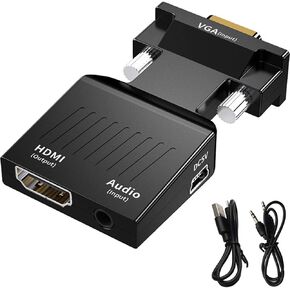 VGA to HDMI, TAIPOXUN Vga to Hdmi Video Cable Converter Male to Female with Audio, Vga to hdmi Converter for Monitor Computer, Desktop, Laptop, PC, Monitor, Projector, HDTV Support 1080P 60hz