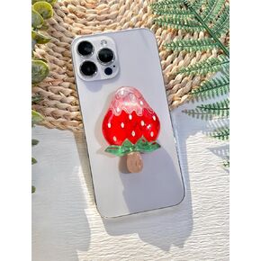 حامل قبضة هاتف على شكل فراولة لطيف من VJQ، حامل هاتف خلوي ثلاثي الأبعاد فريد من نوعه، ملحق سحر الهاتف قابل للطي، قبضة هاتف بمسند ممتد مع قاعدة قابلة للتبديل، مقبض قبضة لجهاز Kindle in Kuwait