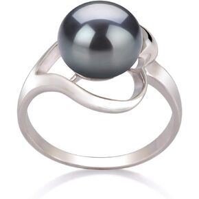 Sadie Black 9-10mm AA Quality Freshwater 925 Sterling Silver Cultured Pearl Ring For Women