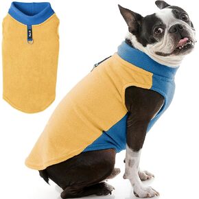 Gooby Half Stretch Fleece Vest Dog Sweater - Pink, Large - Warm Pullover Fleece Dog Jacket with D-Ring Leash - Winter Small Dog Sweater Coat - Cold Weather Dog Clothes for Small Dogs Boy or Girl
