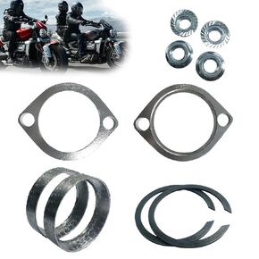 Gasket & Chrome Flange with Nuts & Washers Kit Compatible for Harley-Davidson Big Twin Sportster 883 1200 XL883 XL1200 48 72 1984-2022