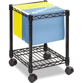 Safco Compact Rolling Cart, Fits Letter and Legal-Size Hanging Folders, Mobile File Storage, Steel, Black