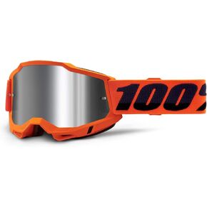 100% Accuri 2 Motocross & Mountain Biking Adult Goggles (Neon Orange - Mirror Silver Lens)