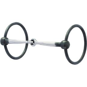 Weaver Leather Ring Snaffle Bit, Black Steel