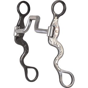 Classic Equine Floral Scroll Tool Box Cavalry Shank Bit with Square Hinge Port, 8-inch