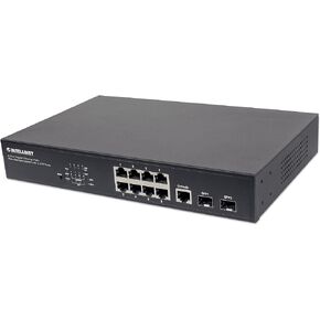 Intellinet 8-Port Gigabit Ethernet PoE+ Web-Managed Switch - POE Power Budget of 140W, 2 SFP Slots, Self-Healing, IPv4/v6, 19" Rackmount –3 Yr Mfg Warranty- 561167