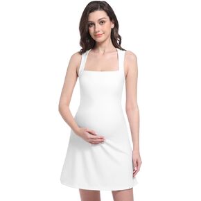 Foucome Women's Maternity Dress Square Neck Bodycon Dress Sleeveless Tank Dress Stretch Flare Mini Dresses