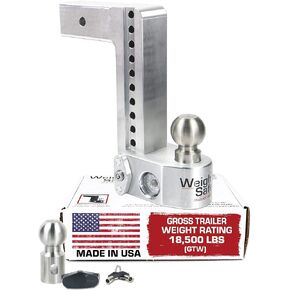 Weigh Safe Adjustable Trailer Hitch Ball Mount - 8" Adjustable Drop Hitch for 2.5" Receiver - Premium Heavy Duty Aluminum Trailer Tow Hitch with Built in Weight Scale for Anti Sway - 18,500 lbs GTW