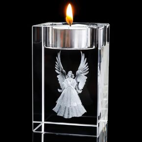 YWHL Cross Religious Crystal Votive Candle Holders, Religious Gifts for Women, 3D Praying Hands and Cross Glass Tealight Candle Holder for Table Centerpiece (Excluding Candles)