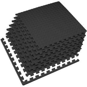 Velotas Personal Fitness & Exercise Mat, Diamond Plated, Durable and Provides Anti-Fatique Support, 24 x 24 x 1/2 Inches, Black, 24 Square Feet (6 Tiles)