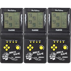 Handheld Brick Game Console,3.5-inch Large Screen Black Handheld Building Block Game,Tank Racing Electronic Game,Build in 23 Classic Games for Adults or Kids (1 Pcs)