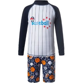 Julysand Toddler Boys Rash Guard Sets Baseball Long Sleeve Swimsuit Two Piece Swimwear Sun Protection Suit