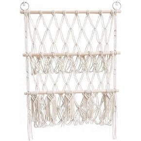 YZHUANZHI 3 Tiers Plush Toy Organizer Hammock with Tassels, Stuffed Animals Net for Kid's, Nursery Boho Net Bag Storage Rack Bookshelf Hammocks Home Decor, 3 Layers