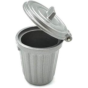 EatingBiting Adult Scene DIY 1:12 Dollhouse Miniature Furniture Home Garden Trash Can Garbage Bin Silver 30mm Width: 26mm Height: 35