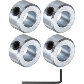 uxcell 4pcs Set Screw Shaft Collars 3/8" Bore Zinc Plated Steel Shaft Collars, 3/4" OD, 3/8" Width Axle Collar Clamp with Hex Wrench