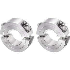 uxcell 2pcs Double Split Clamp-On Shaft Collar 3/4" Bore Two-Piece Clamping Collar, 1-1/2" OD, 1/2" Width, 304 Stainless Steel Axle Collar Clamp, Set Screw Style