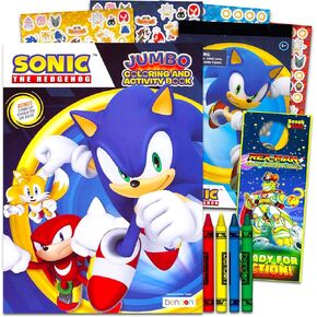 Sonic the Hedgehog Coloring Book for Kids Ages 4-8 - Sonic Coloring Art Set Bundle with Coloring Pages, Activities, Games Plus Sonic Stickers, Crayons, More | Sonic Activity Book Set for Boys