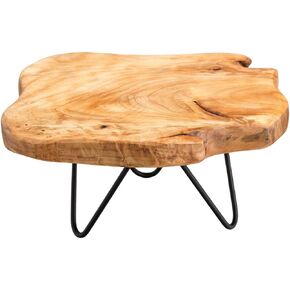 TJ Global Natural Edge Wooden Stand with Hairpin Legs for Displaying Cakes, Plants, Candles, Decor (L10 x W9 x H5)