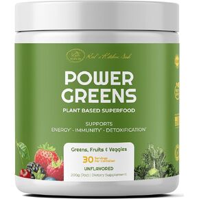 Red's Kitchen Sink Power Greens Powder - Daily Greens Superfood Powder Supplements - Fruity, Veggie, & Green Leafy Smoothie Drink Mix - Superfoods Maca Root, Spirulina, Chlorella, & More (200 Grams)