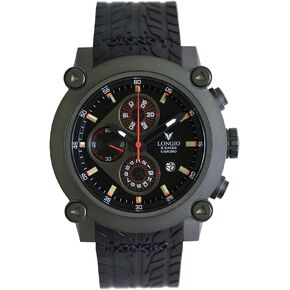LONGIO Luxury Watches for Men, Swiss Automatic Chronograph Watch with Natural Rubber Strap_X-Racer